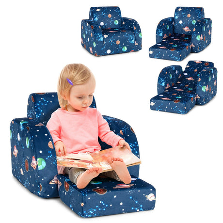 Sofá cama convertible 3 en 1 para niños, silla abatible, tumbona para niños pequeños