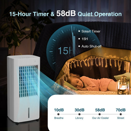 Enfriador de aire evaporativo 3 en 1 con 3 modos - Blanco