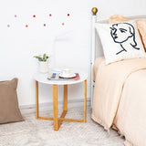 Multifunctional Round Side End Table with Bamboo Legs and X-Shaped Base