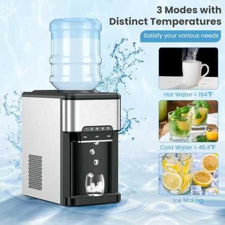 Dispensador de agua 3 en 1 con máquina de hielo y ajustes de temperatura