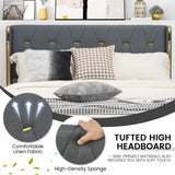 Base de cama tapizada tamaño matrimonial/queen con 4 cajones de almacenamiento