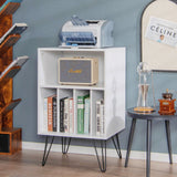 Mueble para tocadiscos independiente, armario para discos con patas de metal - blanco