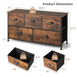 Organizador de Cómoda con 5 Cajones y Tapa de Madera-Marrón Rústico