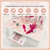 Tocador Infantil 2 en 1 con Espejo Triple Plegable - Rosa