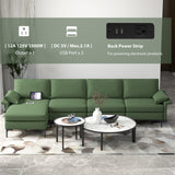 Extra Large L-shaped Sectional Sofa with Reversible Chaise and 2 USB Ports for 4-5 People