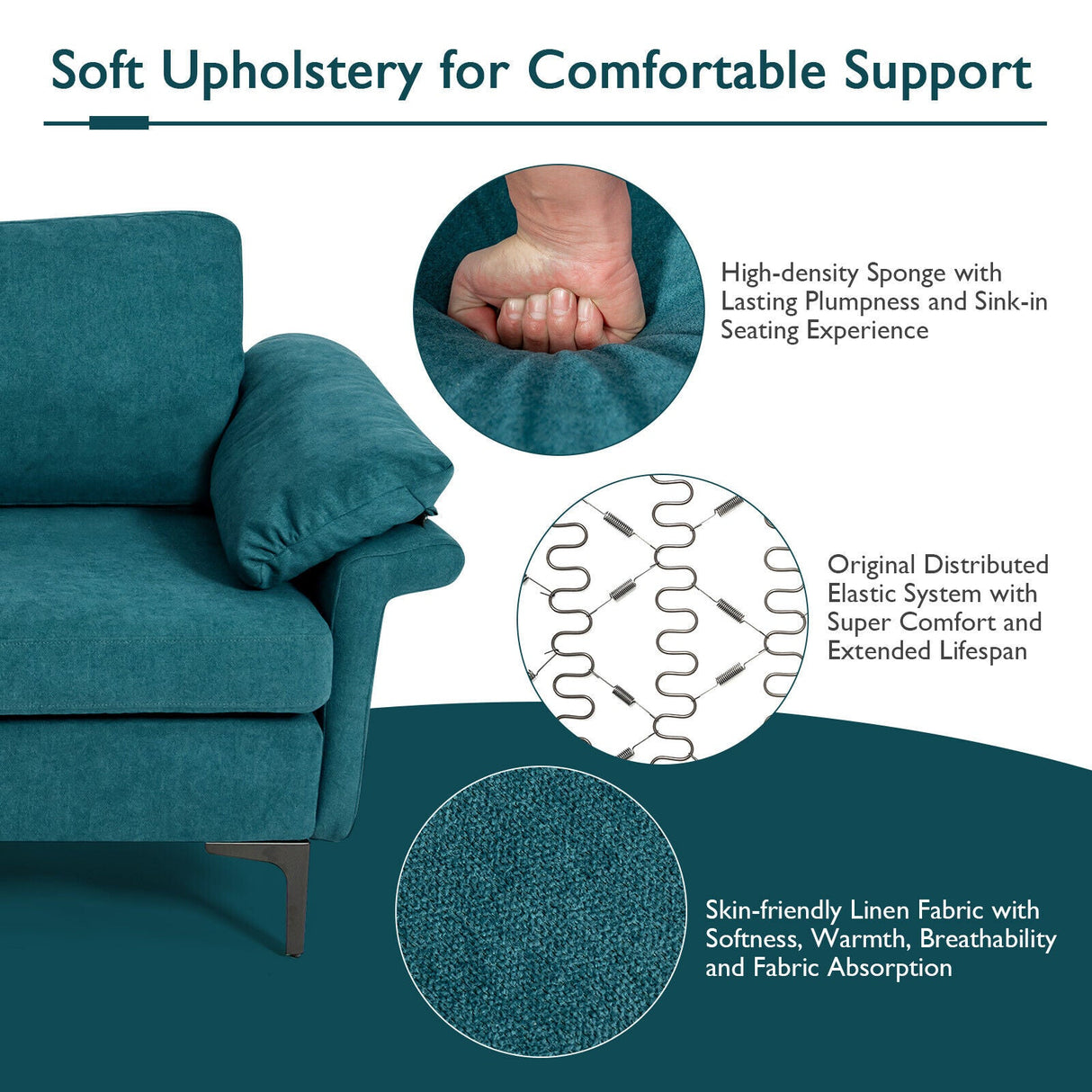 Sofá seccional modular extra grande en forma de L con chaise reversible para 4-5 personas