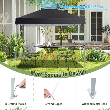 Carpa Cenador Pop-up de 2 Niveles de 3 x 3 metros con Bolsa de Transporte con Ruedas - Negro