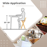 24 Inch Set of 2 Bamboo Folding Barstools with Footrests and Handles-Natural