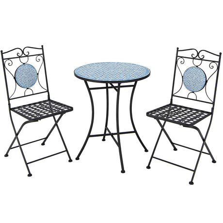 Juego de bistró para patio de 3 piezas, muebles de exterior, mesa y sillas con mosaico