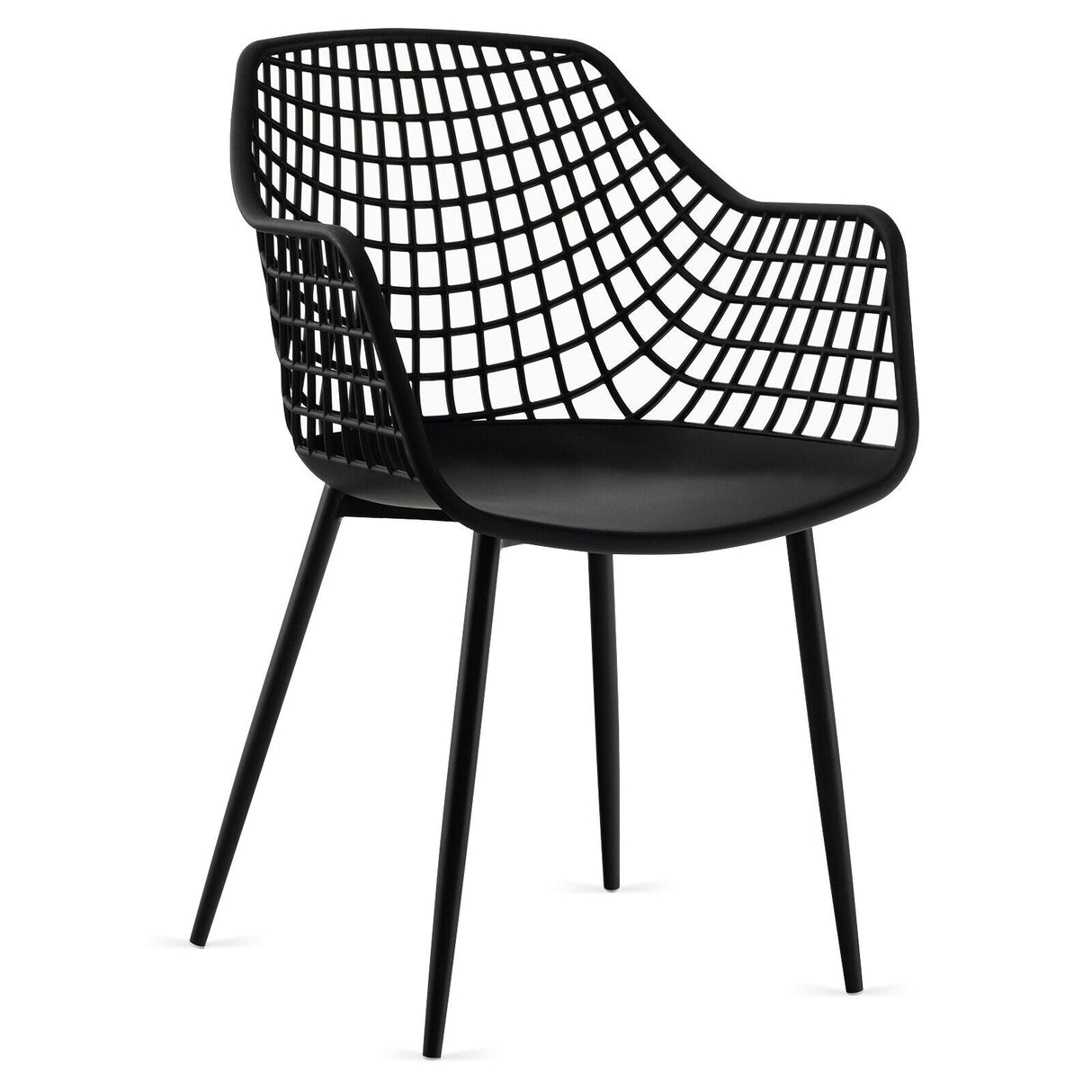 Set of 4 Heavy Duty Modern Dining Chair with Airy Hollow Backrest