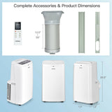 Aire acondicionado portátil 3 en 1 de 9000 BTU con control remoto - Blanco