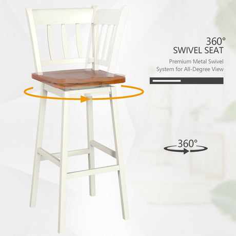 Juego de 2 taburetes de bar giratorios de 30.5 pulgadas con giro de 360°