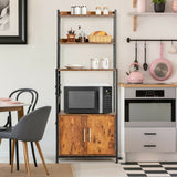4-Tier Industrial Kitchen Bakers Rack Microwave Oven Stand-Brown