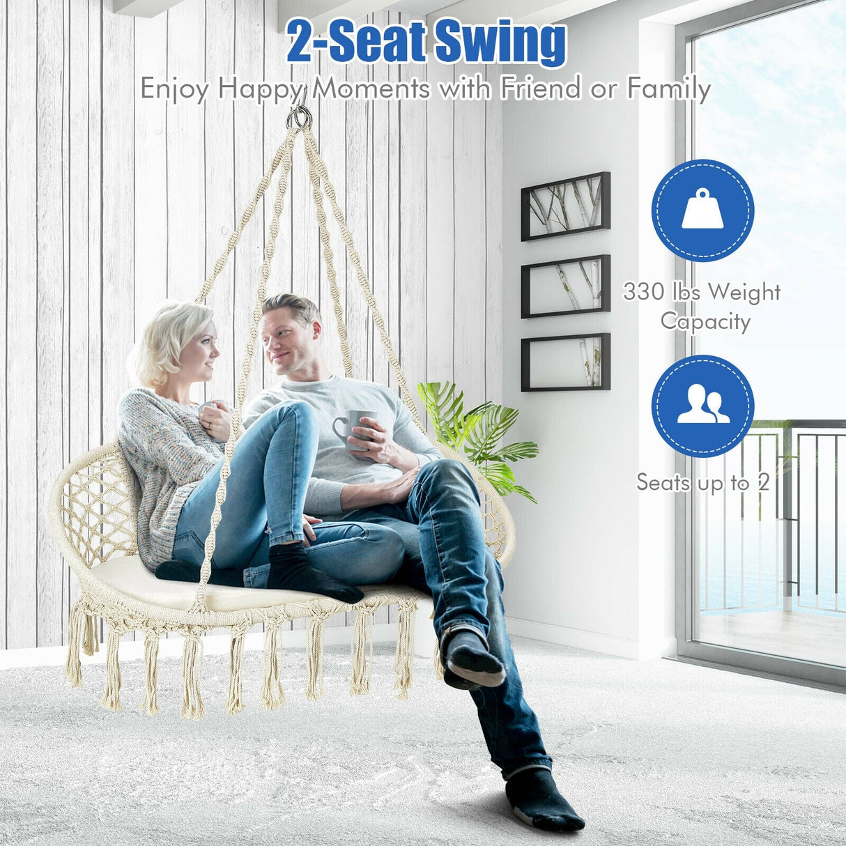 Sillón colgante para hamaca de 2 personas