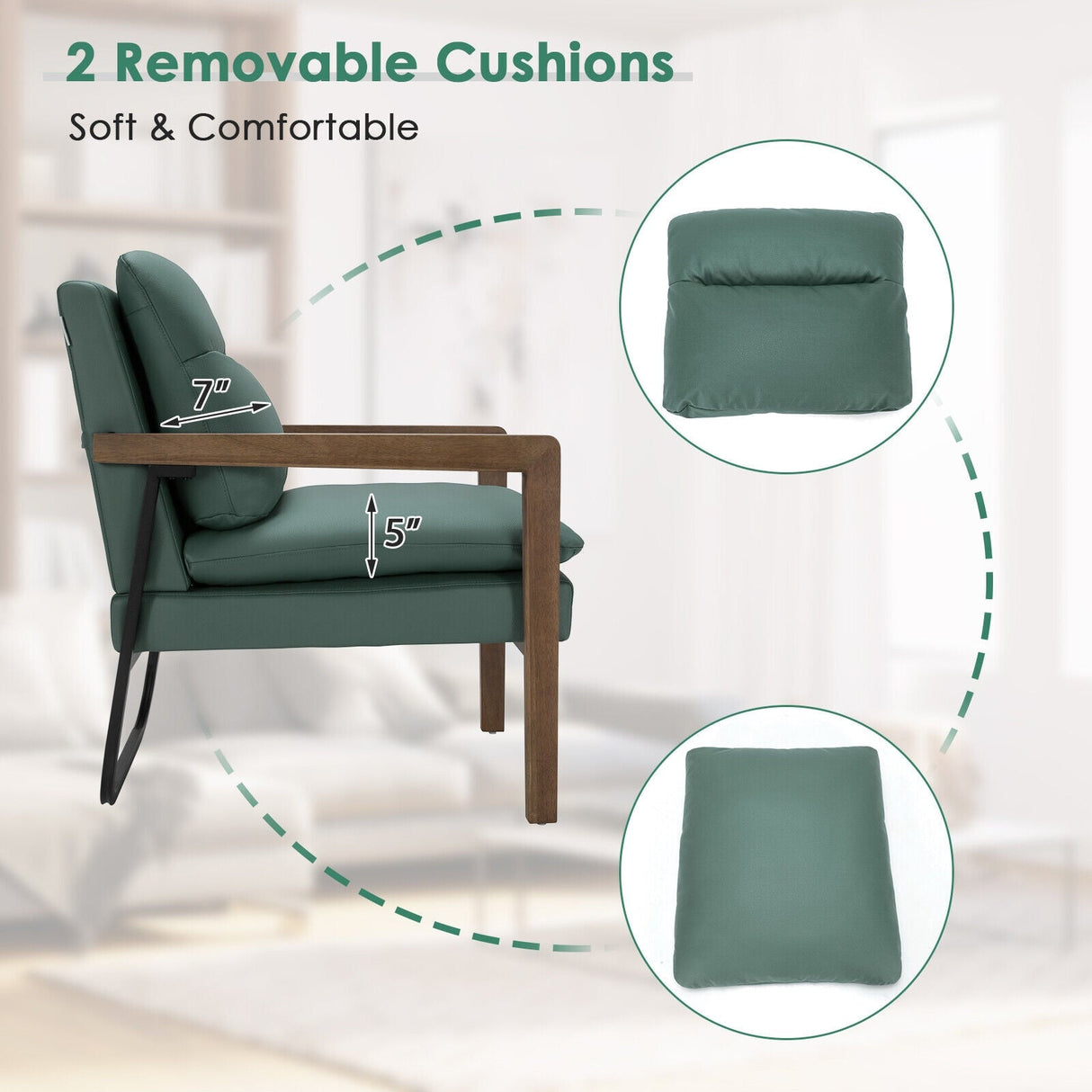 Sillón individual con respaldo y asiento acolchados extragruesos