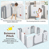 14 Panels Kids Safety Activity Play Center with Drawing Board