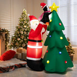Árbol de Navidad y Papá Noel hinchables de 1,8 m con LED y soplador de aire