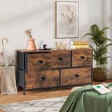 Organizador de Cómoda con 5 Cajones y Tapa de Madera-Marrón Rústico