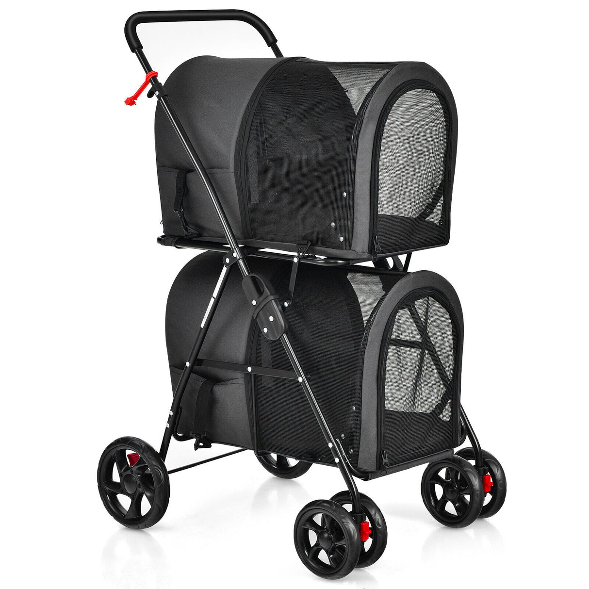 Cochecito doble 4 en 1 para mascotas con transportín desmontable y carruaje de viaje