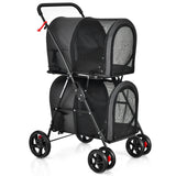 Cochecito doble 4 en 1 para mascotas con transportín desmontable y carruaje de viaje