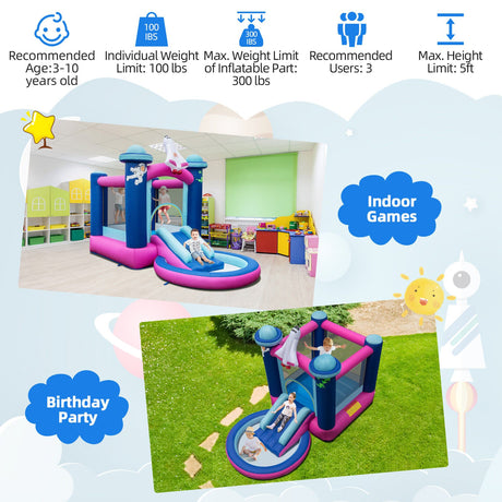 Castillo hinchable espacial 3 en 1 con soplador de 480W