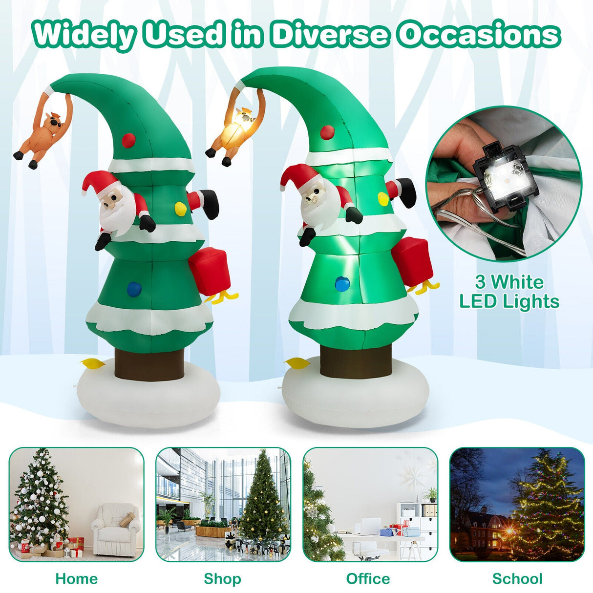 Árbol de Navidad inflable de 8 pies con Papá Noel