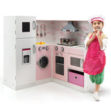 Juego de cocina de esquina de madera con sonido y luz