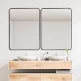 Metal Framed Bathroom Mirror with Rounded Corners