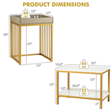 2 Pieces Nesting Coffee Table Set for Living Room-White