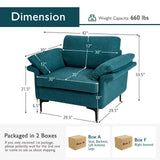 Sillón moderno de tela con muelles distribuidos originales y cojines en los reposabrazos