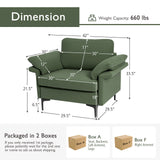 Sillón moderno de tela con muelles distribuidos originales y cojines en los reposabrazos