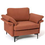 Sillón moderno de tela con muelles distribuidos originales y cojines en los reposabrazos