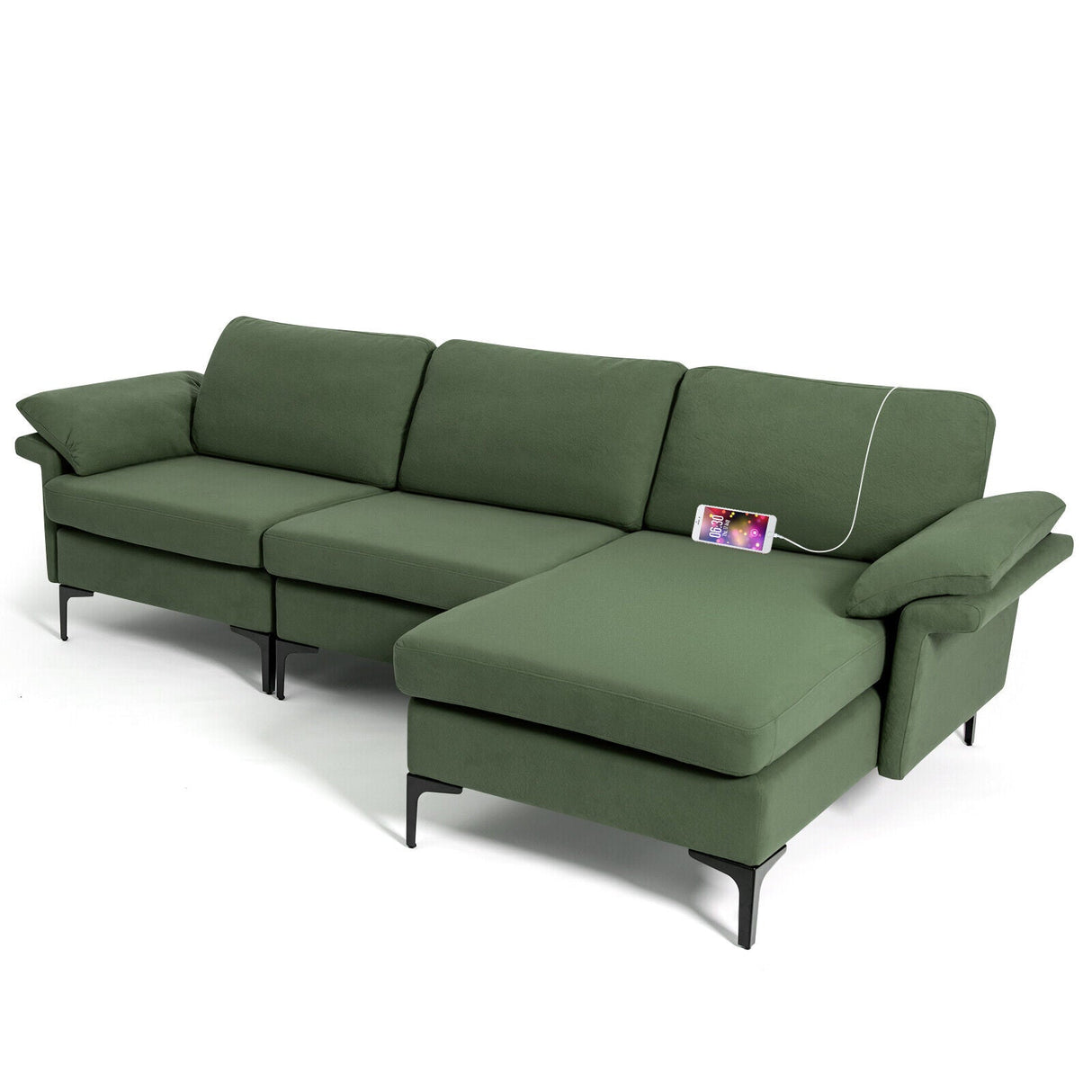 Sofá seccional modular extra grande en forma de L con chaise reversible para 4-5 personas