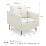 Sillón decorativo moderno tapizado con cojín de respaldo extraíble