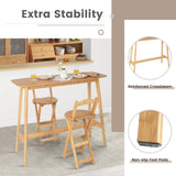 Mesa Alta de Bambú de 48 Pulgadas, Mesa de Consola de Comedor Tipo Bar-Natural