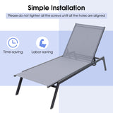 Tumbona reclinable ajustable para exterior con posición horizontal y tela de secado rápido
