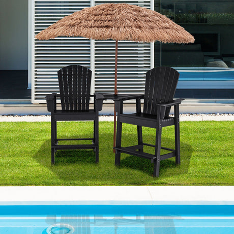 2 sillas Adirondack altas de HDPE con bandeja central de conexión