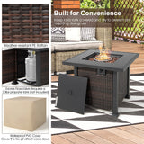 32 Inch Square Propane Fire Pit Table with Lava Rocks Cover