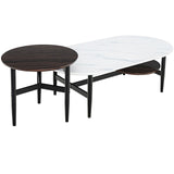 Set of 2 Modern Nesting Coffee Table with Extra Storage Shelf-White