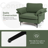 Sillón moderno de tela con muelles distribuidos originales y cojines en los reposabrazos