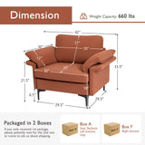 Sillón moderno de tela con muelles distribuidos originales y cojines en los reposabrazos