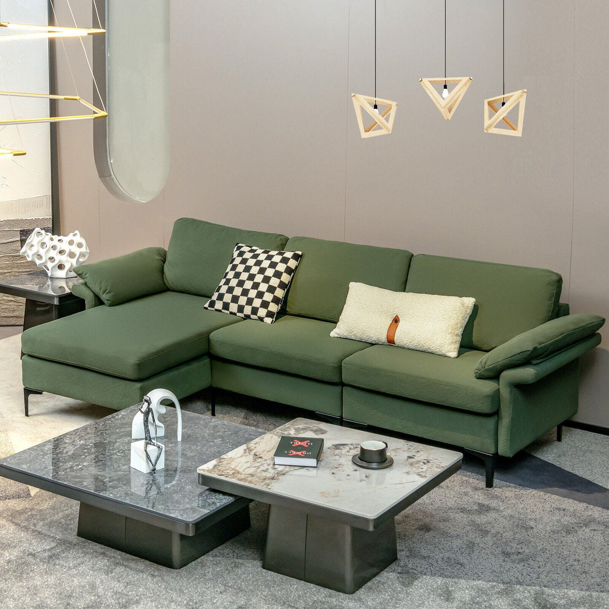 Sofá seccional modular extra grande en forma de L con chaise reversible para 4-5 personas