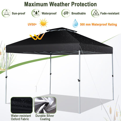 Carpa Cenador Pop-up de 2 Niveles de 3 x 3 metros con Bolsa de Transporte con Ruedas - Negro