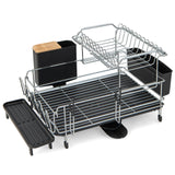 Escurridor de platos desmontable de 2 niveles con soporte para cubiertos
