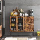 Aparador de cocina industrial de 48 pulgadas con puertas de malla metálica y dispositivo antivuelco - Marrón
