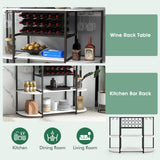 Estante para vinos de 47 pulgadas con portavasos y estantes de almacenamiento