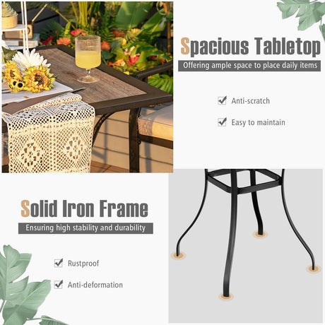 Juego de bar para patio de 3 piezas con 2 taburetes y 1 mesa cuadrada