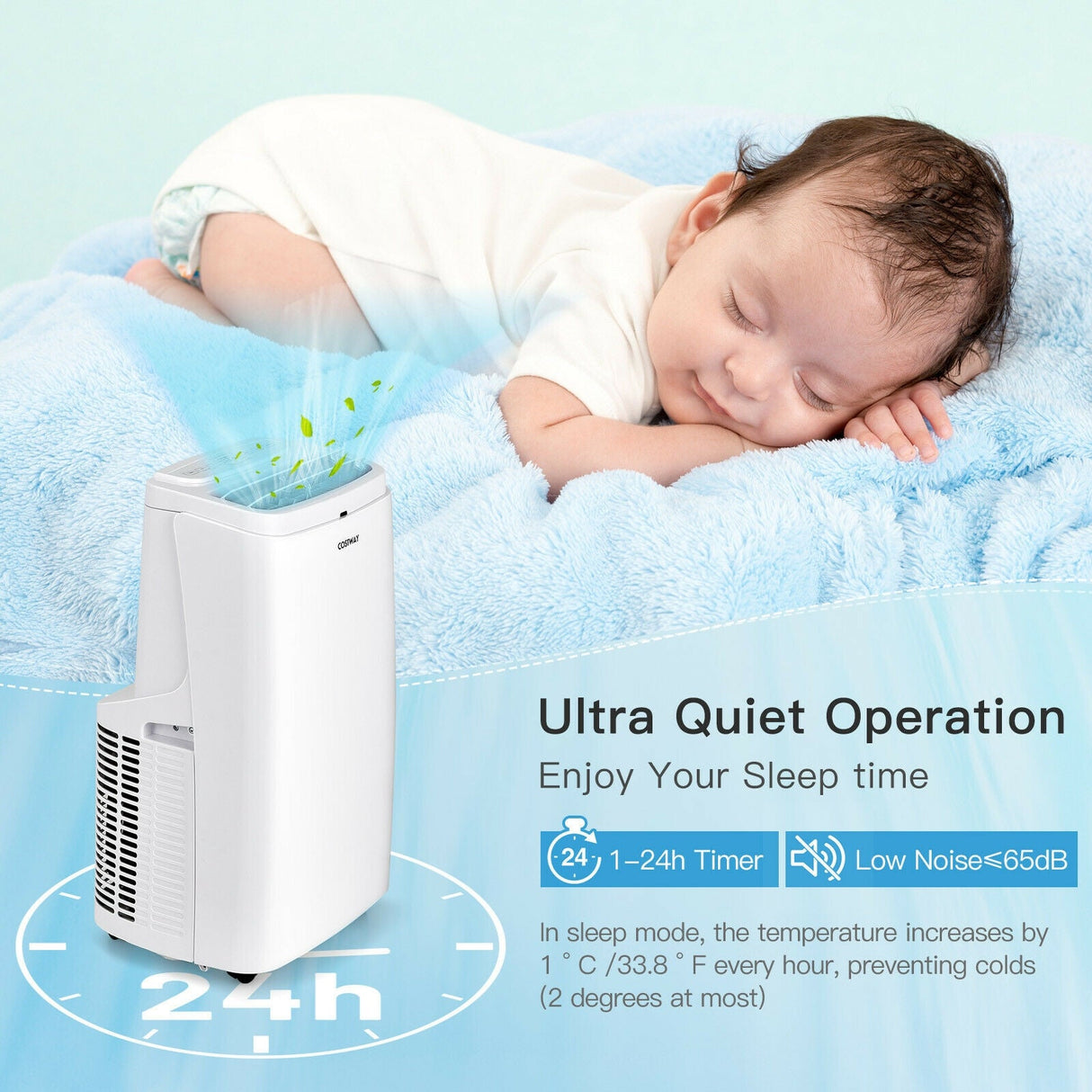 Aire acondicionado portátil 3 en 1 de 9000 BTU con control remoto - Blanco