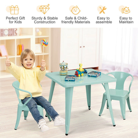 Mesa de actividades de acero cuadrada para niños de 27 pulgadas - Azul