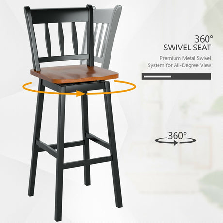 Juego de 2 taburetes de bar giratorios de 30.5 pulgadas con giro de 360°